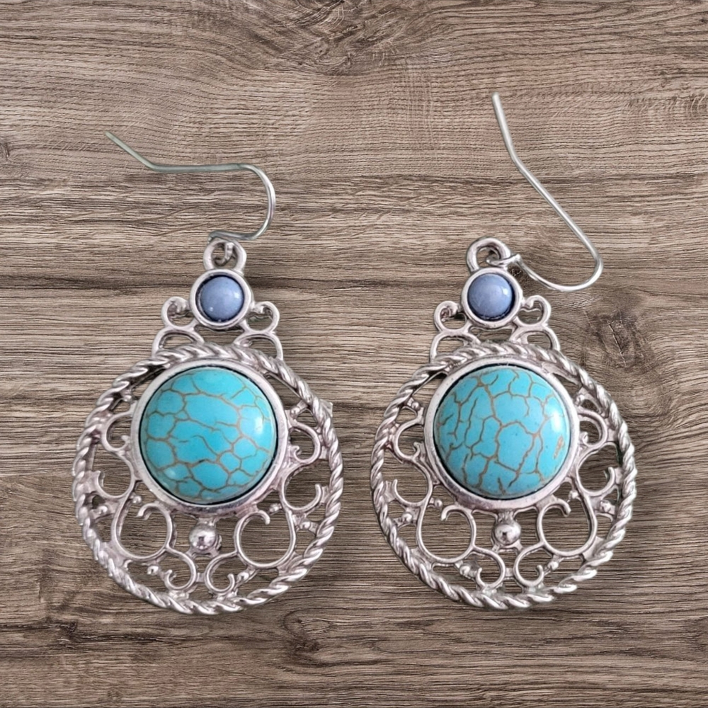 Silver and Turquoise Dangle Earrings